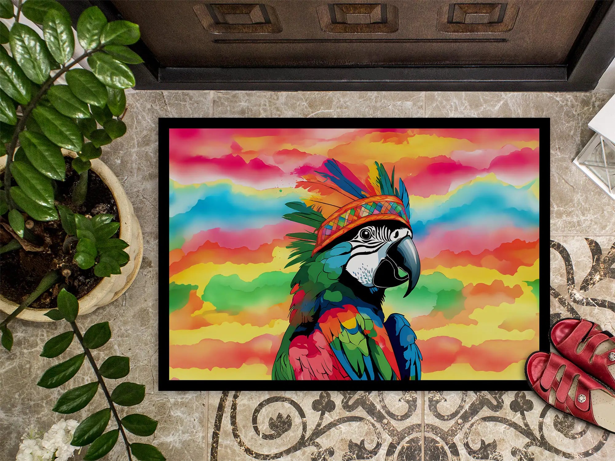 Hippie Animal Parrot Doormat